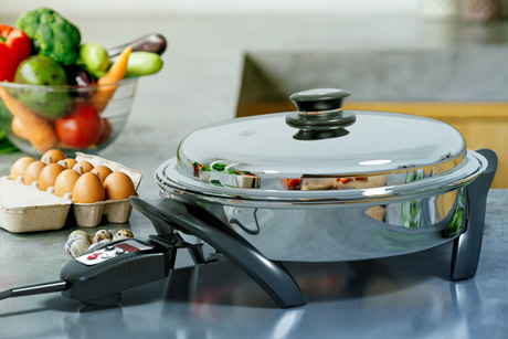 Stainless Steel Electric Oil Core Skillet with Cover